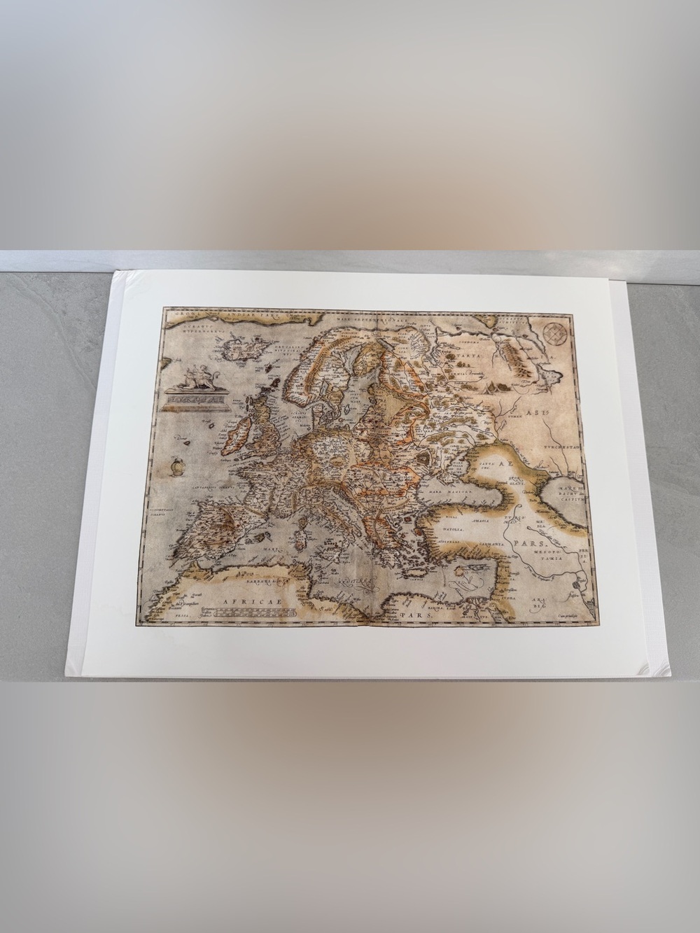 Historic Map - Europe 1608 Abraham Ortelius Vintage Wall Art Approx 15” X 11.5”